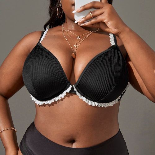 Haut de bikini à bordure en dentelle croisé push-up - SHEIN - Modalova