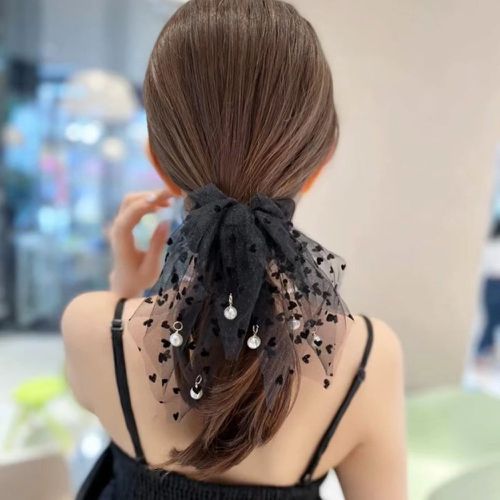 Élastique avec foulard pour cheveux à imprimé cœur à fausse perle - SHEIN - Modalova