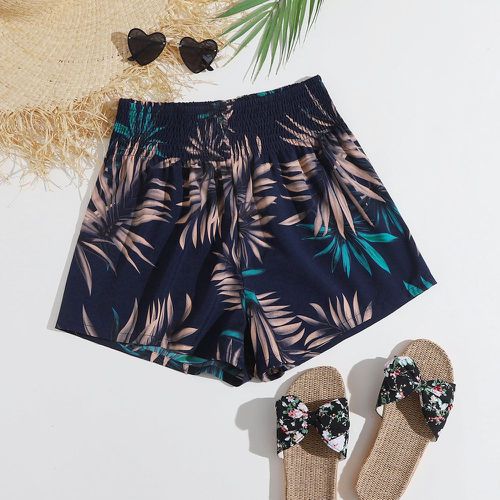 Short à imprimé tropical froncé - SHEIN - Modalova