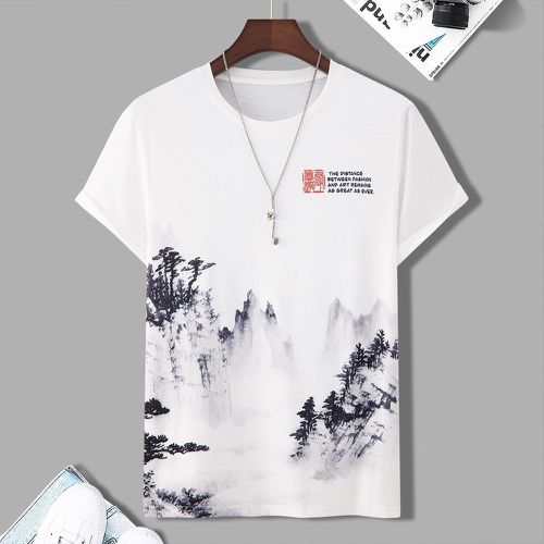 T-shirt aléatoire paysage & caractère chinois - SHEIN - Modalova