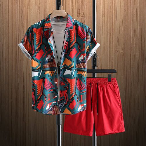 Chemise à imprimé géométrique & Short à cordon (sans t-shirt) - SHEIN - Modalova