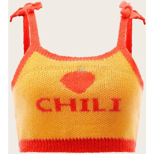 Top en tricot à fines brides chili motif à liseré contrastant - SHEIN - Modalova