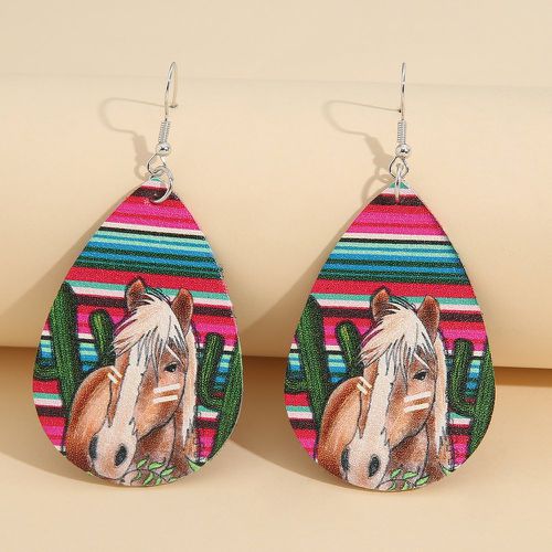 Boucles d'oreilles à design goutte d'eau à imprimé cheval - SHEIN - Modalova