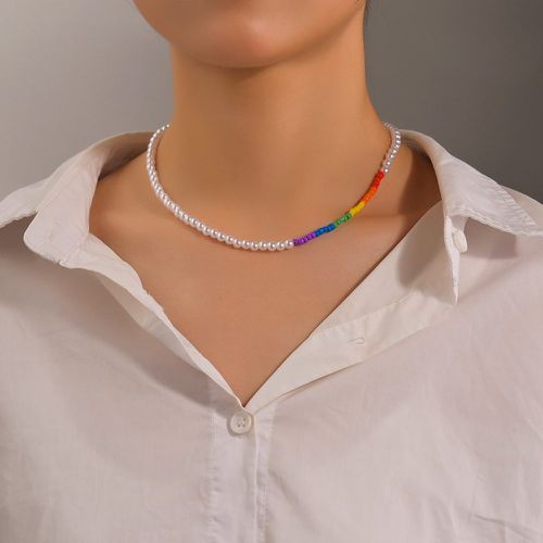 Collier LGBT versicolore à perles avec fausses perles - SHEIN - Modalova