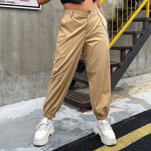 Pantalon carotte à poche avec chaîne - SHEIN - Modalova