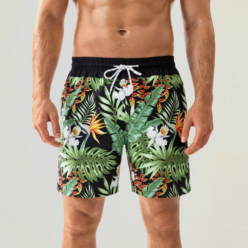 Short de bain à imprimé tropical à cordon - SHEIN - Modalova