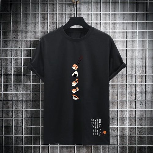 T-shirt avec motif caractère japonais & à imprimé alimentaire - SHEIN - Modalova