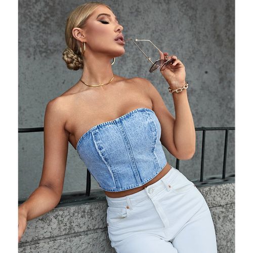 Top en jean à bouton bustier - SHEIN - Modalova