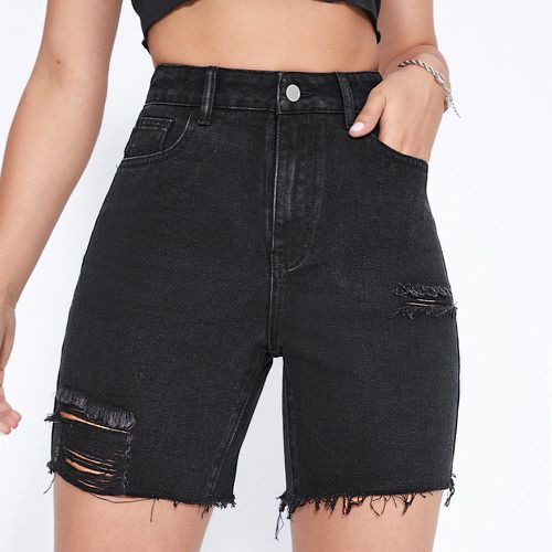 Short en jean effiloché déchiré taille haute - SHEIN - Modalova