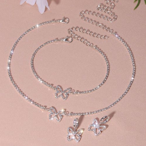 Pièces Set de bijoux à strass à détail papillon - SHEIN - Modalova