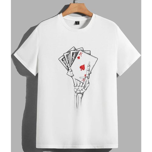 T-shirt à imprimé main et poker et squelette - SHEIN - Modalova