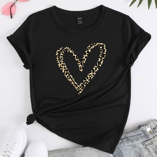 T-shirt cœur & léopard - SHEIN - Modalova