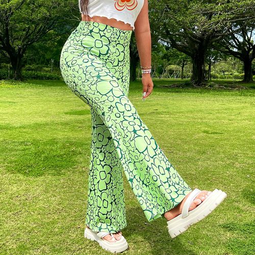 Pantalon évasé taille haute à imprimé floral - SHEIN - Modalova