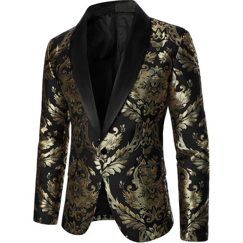 Blazer baroque fleuri en jacquard à col châle - SHEIN - Modalova