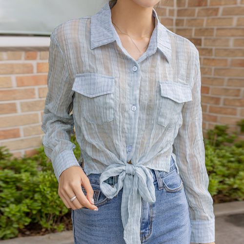 Chemise poche à rabat à nœud - SHEIN - Modalova