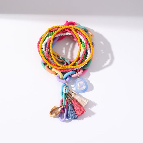 Pièces Bracelet de couleur aléatoire à franges & à breloque coquille - SHEIN - Modalova
