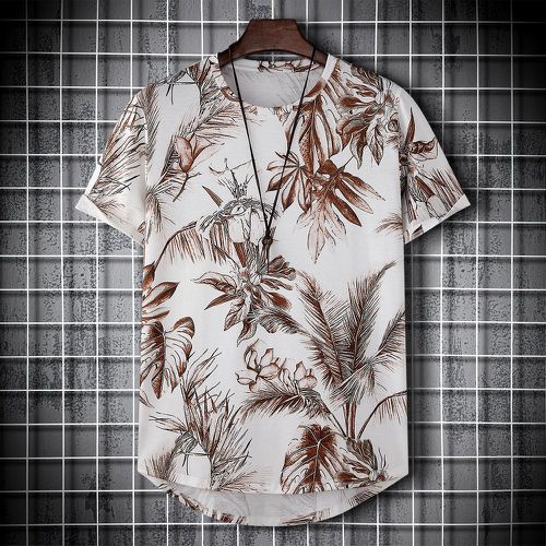 T-shirt aléatoire à imprimé tropical asymétrique - SHEIN - Modalova