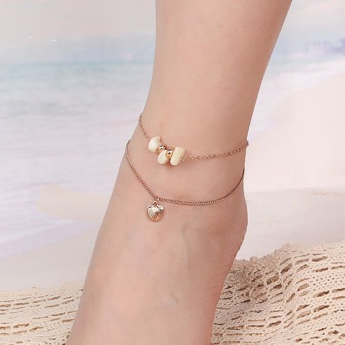 Bracelet de cheville multicouche à perles festonné breloque - SHEIN - Modalova