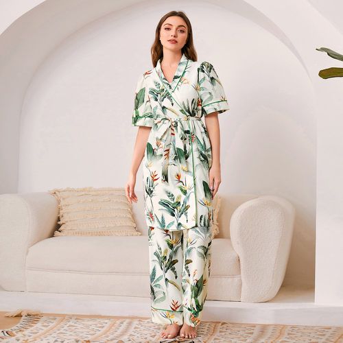 Pièce Robe de chambre ceinturée à imprimé tropical - SHEIN - Modalova