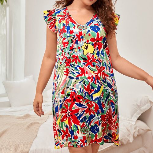 Robe tunique à imprimé floral à volants - SHEIN - Modalova