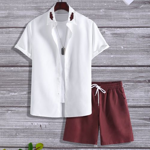 Chemise à imprimé plume & Short à cordon (sans t-shirt) - SHEIN - Modalova
