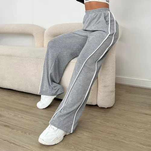Pantalon de survêtement à liseré contrastant taille élastique - SHEIN - Modalova