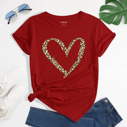 T-shirt à motif cœur à léopard - SHEIN - Modalova