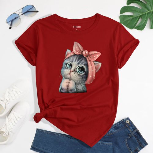 T-shirt à imprimé chat - SHEIN - Modalova