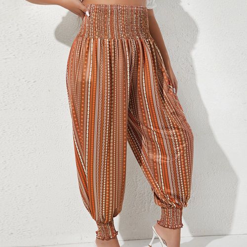 Pantalon carotte à imprimé géométrique froncé - SHEIN - Modalova