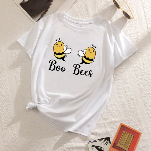T-shirt à motif d'abeille et de lettres - SHEIN - Modalova