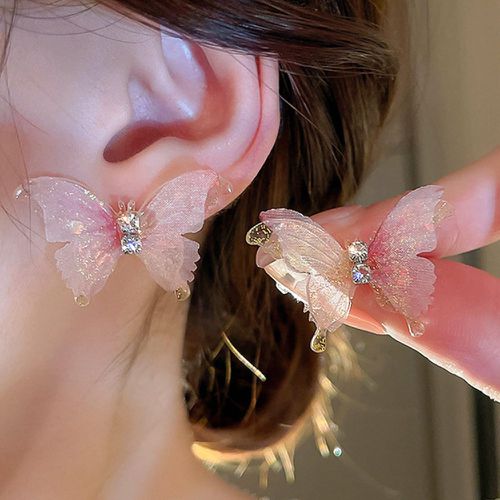 Boucles d'oreilles à strass à détail papillon - SHEIN - Modalova