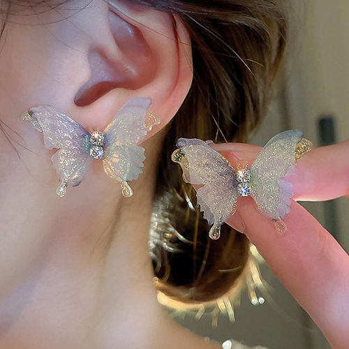 Clous d'oreilles avec strass papillon - SHEIN - Modalova