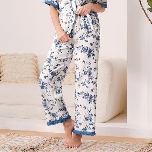 Pantalon à domicile à imprimé floral à franges - SHEIN - Modalova