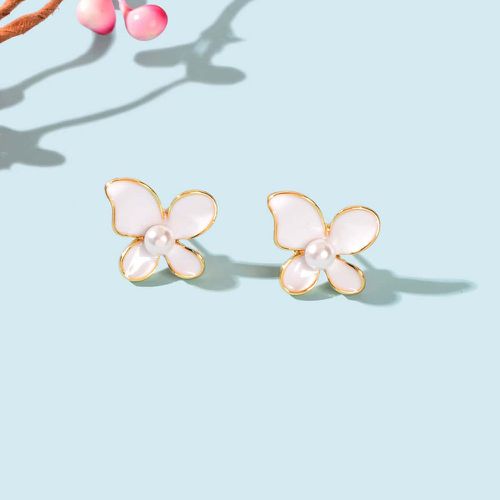 Clous d'oreilles à fausse perle design papillon - SHEIN - Modalova