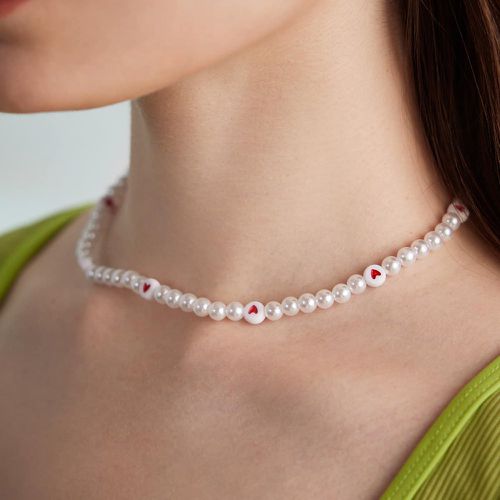 Collier à imprimé cœur avec fausses perles - SHEIN - Modalova