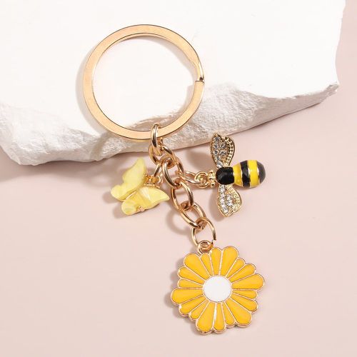 Porte-clés avec strass abeille et fleur breloque - SHEIN - Modalova