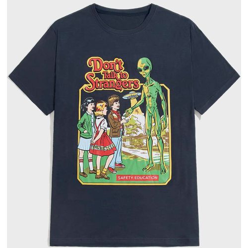 T-shirt à motif d'alien et de slogan - SHEIN - Modalova