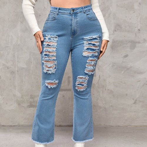 Jean taille haute déchiré ourlet effiloché bootcut - SHEIN - Modalova