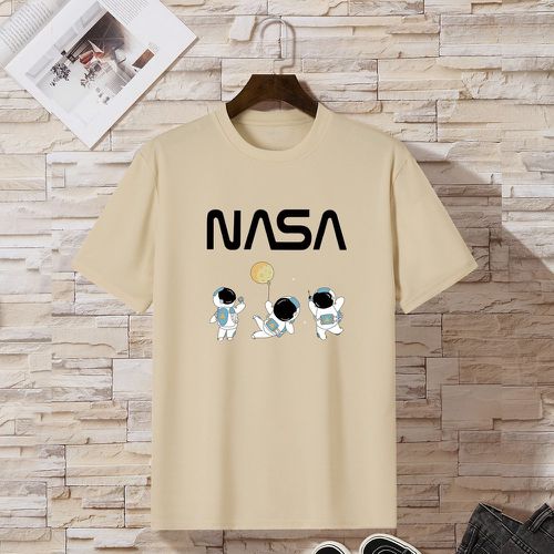 T-shirt à motif d'astronaute et de lettres - SHEIN - Modalova