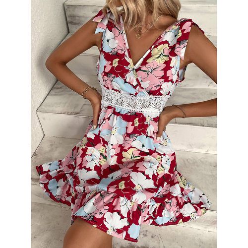 Robe à imprimé floral en dentelle à volants - SHEIN - Modalova