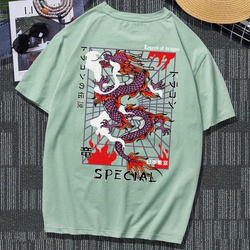 Homme T-shirt à imprimé dragon - SHEIN - Modalova