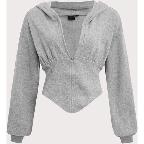 Sweat-shirt à capuche chiné zippé - SHEIN - Modalova