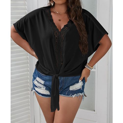 Blouse dentelle à nœud manches dolman - SHEIN - Modalova