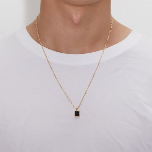 À La Mode Et Populaire Gemme Carré Collier Avec Pendentif Cuivre Pour Bijou Cadeau Et Pour A Élégant Look - SHEIN - Modalova