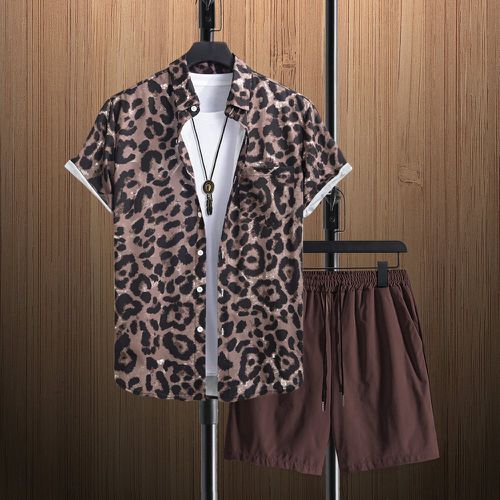 Léopard patch à poche Chemise et cordon Short - SHEIN - Modalova