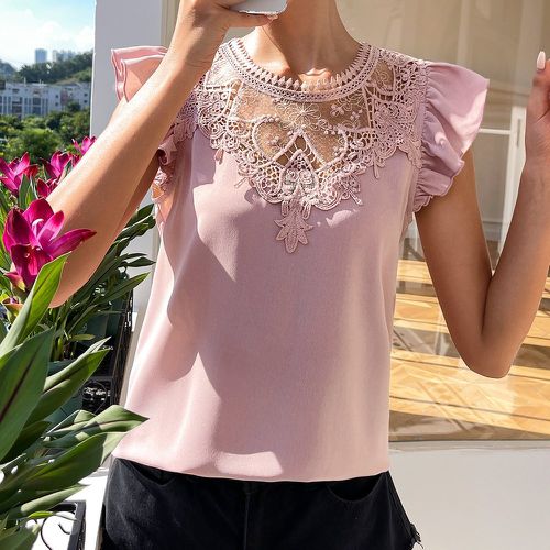 Blouse en dentelle à manches volantées - SHEIN - Modalova