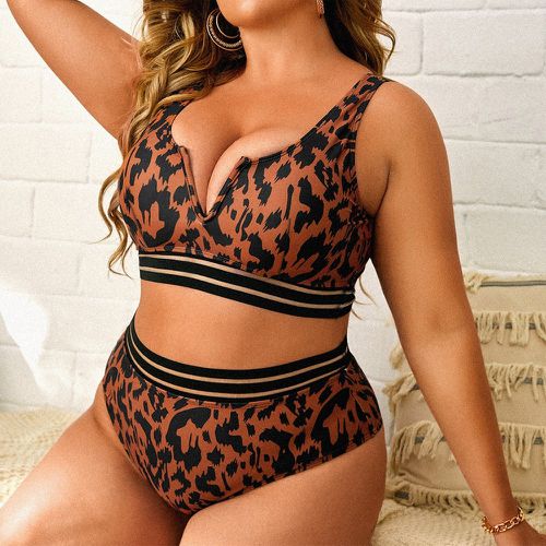 Bikini léopard avec tulle taille haute - SHEIN - Modalova