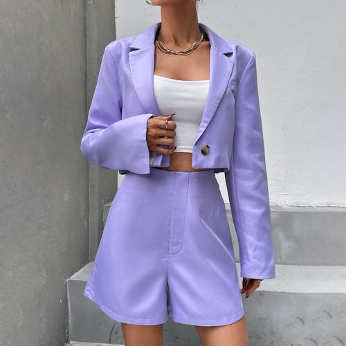 Blazer court à bouton & Short - SHEIN - Modalova