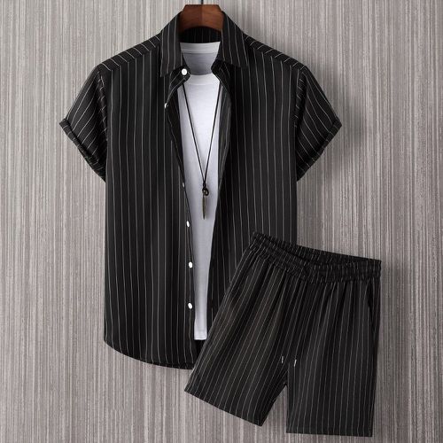 Chemise à rayures & Short à cordon (sans t-shirt) - SHEIN - Modalova