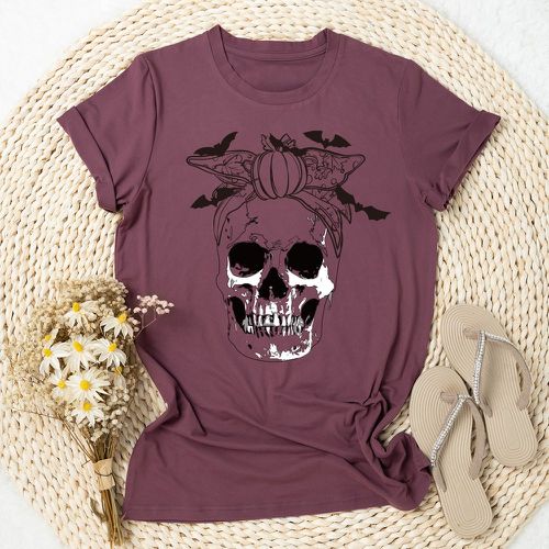 T-shirt fleuri et squelette - SHEIN - Modalova